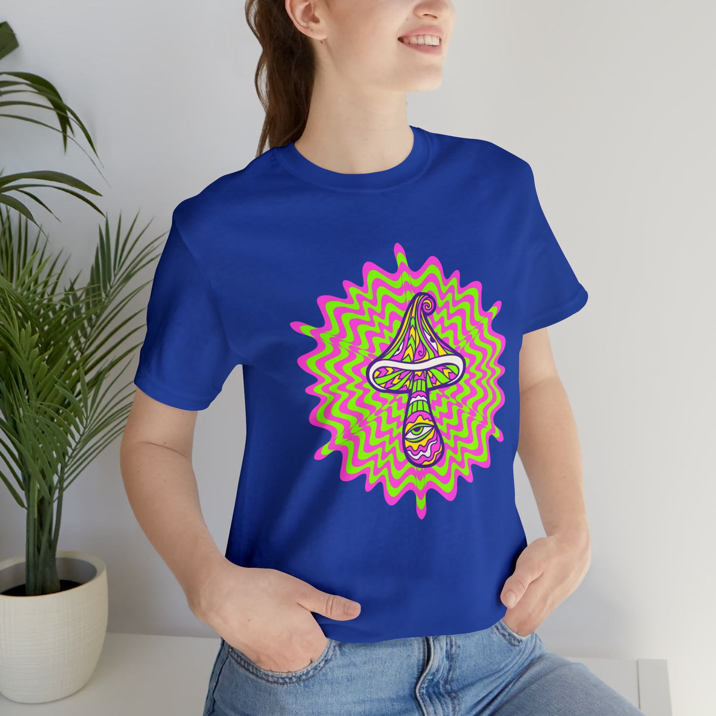 Colorful, Retro Mushrooms T-shirt- Adult, Regular Fit, Soft Cotton, T-shirt