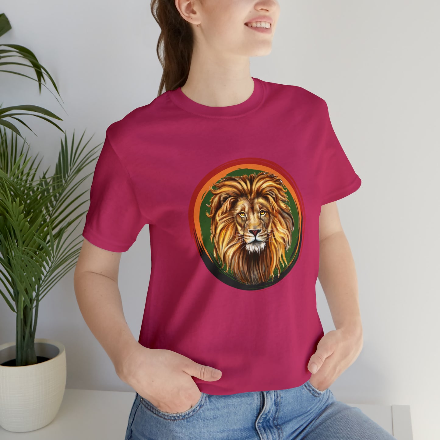 Lion, Animals, Feline (Wild Cats)- Adult- Adult, Regular Fit, Soft Cotton, Full Size Image, T-shirt