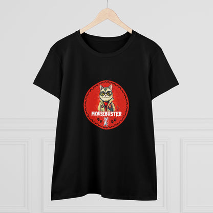 Animals, Cats, Mouse, Mousebuster, Funny, Holiday, Halloween- Adult, Semi-fitted, Smaller Size Image, T-shirt