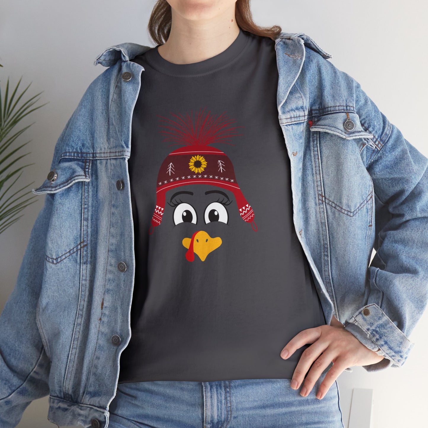 Thanksgiving Funny, Cute Turkey face T-shirt-Unisex Heavy Cotton Tee