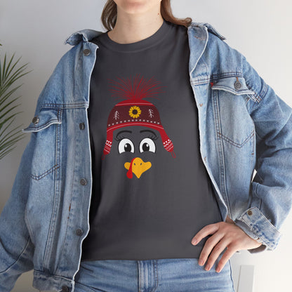 Thanksgiving Funny, Cute Turkey face T-shirt-Unisex Heavy Cotton Tee