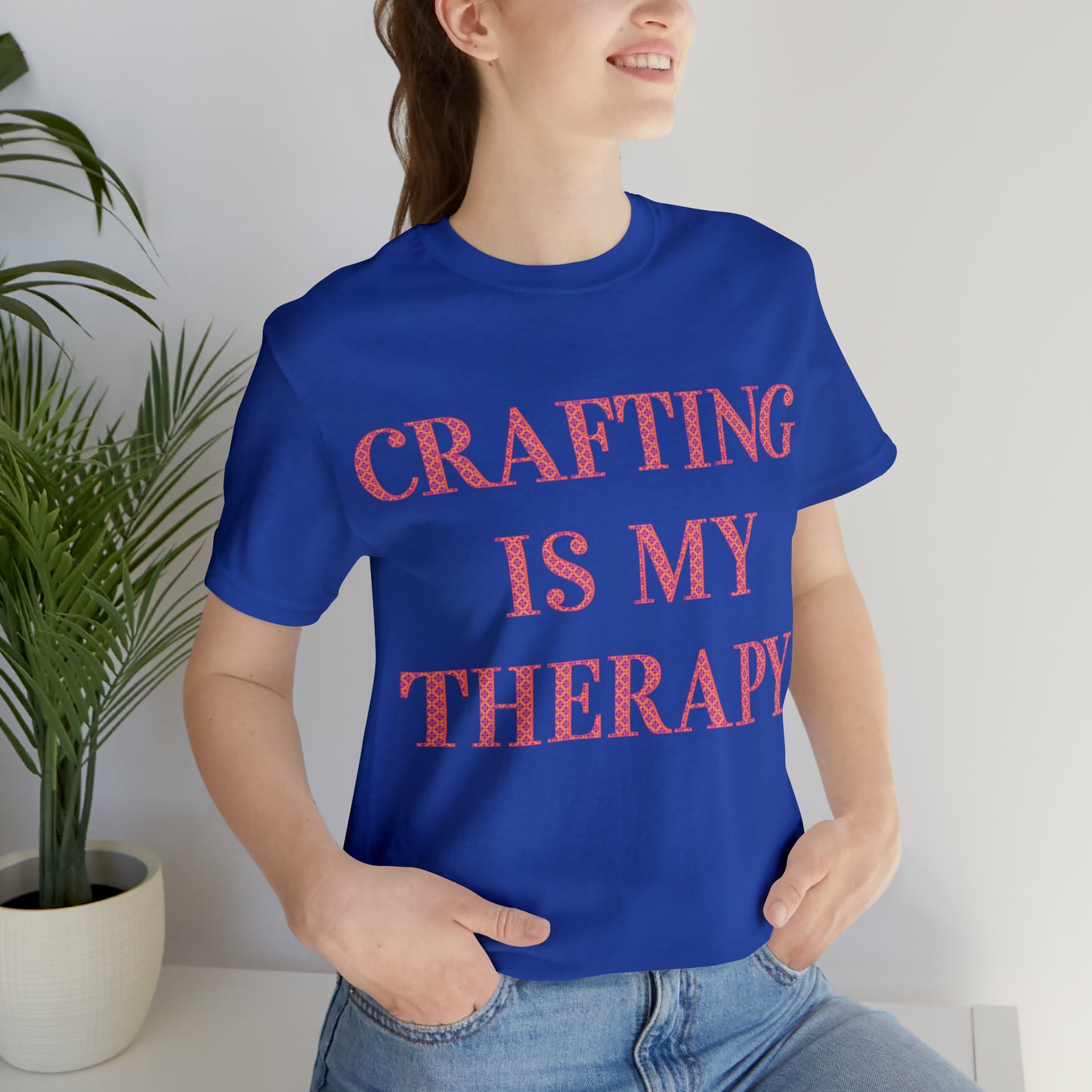 Crafting Is My Therapy- Adult, Regular Fit, Soft Cotton, Full Size Image, T-shirt