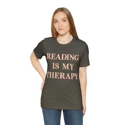 Reading Is My Therapy- Adult, Regular Fit, Soft Cotton, Full Size Image T-Shirt