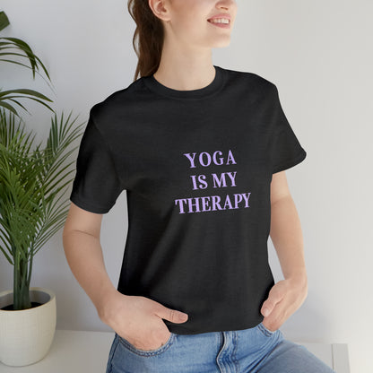 Yoga Is My Therapy- Adult, Regular Fit, Soft Cotton, Smaller Size Image, T-shirt