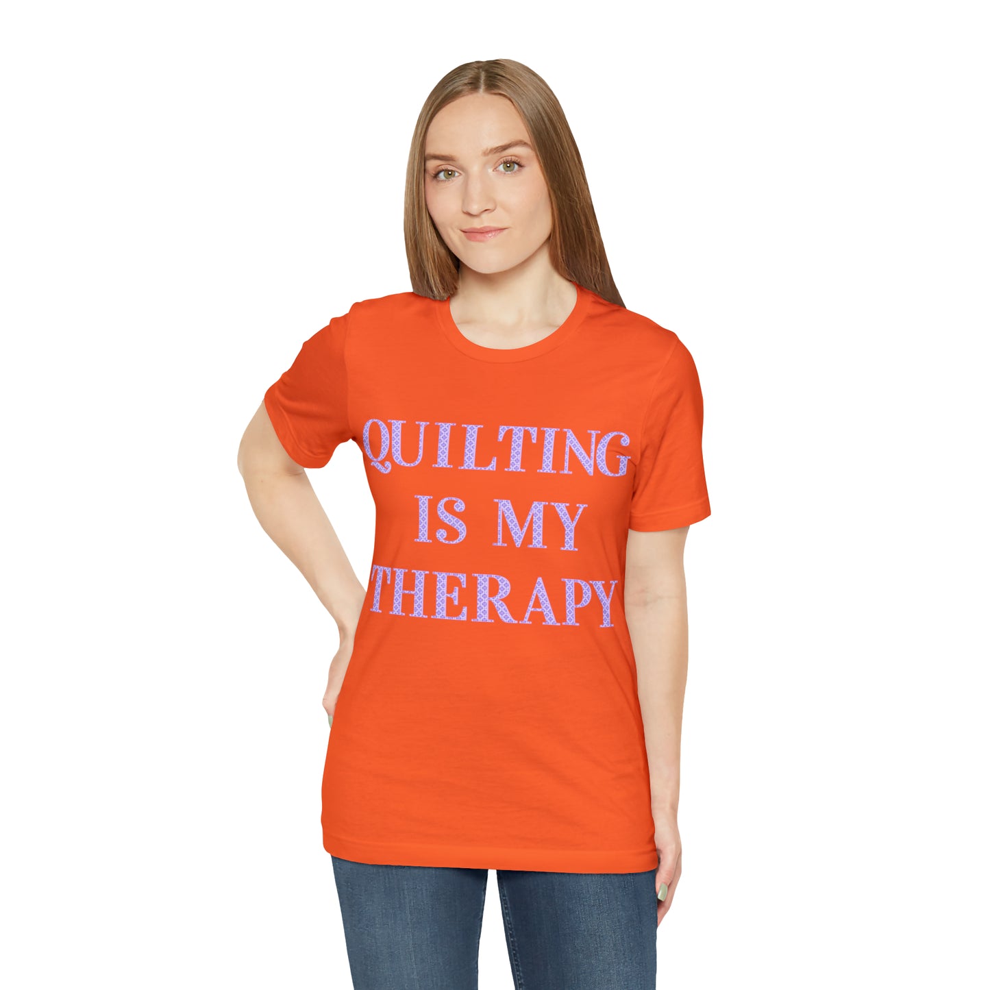 Quilting Is My Therapy- Adult, Regular Fit, Soft Cotton, Full Size Image, T-shirt