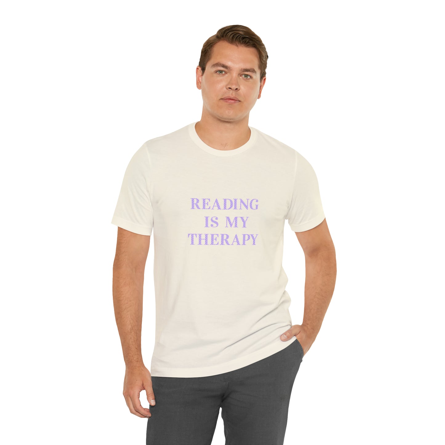 Hobby, Reading Is My Therapy, Books- Adult, Regular Fit, Soft Cotton, Smaller Size Image T-Shirt