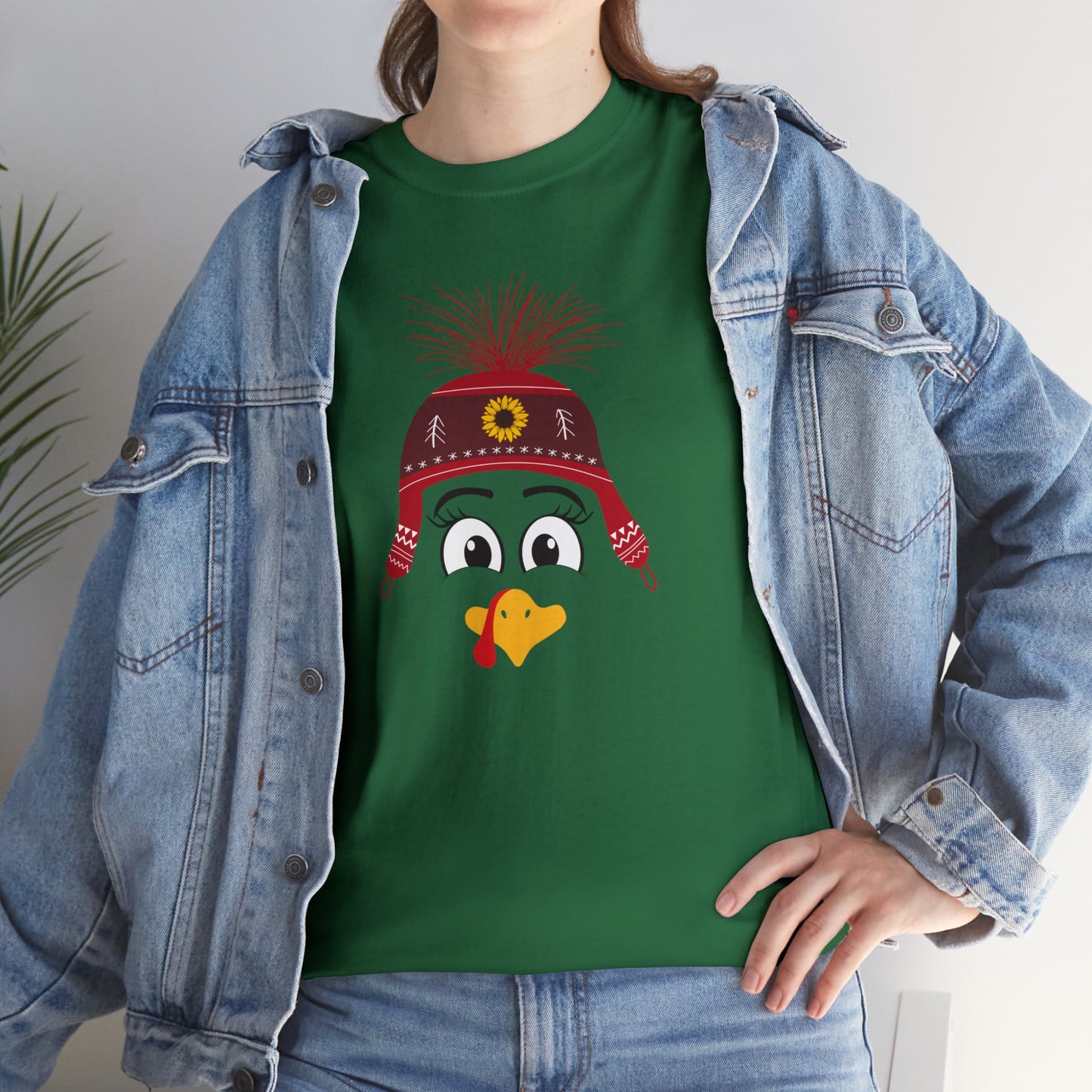 Thanksgiving Funny, Cute Turkey face T-shirt-Unisex Heavy Cotton Tee