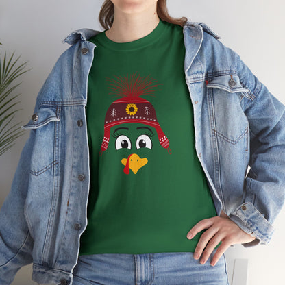 Thanksgiving Funny, Cute Turkey face T-shirt-Unisex Heavy Cotton Tee