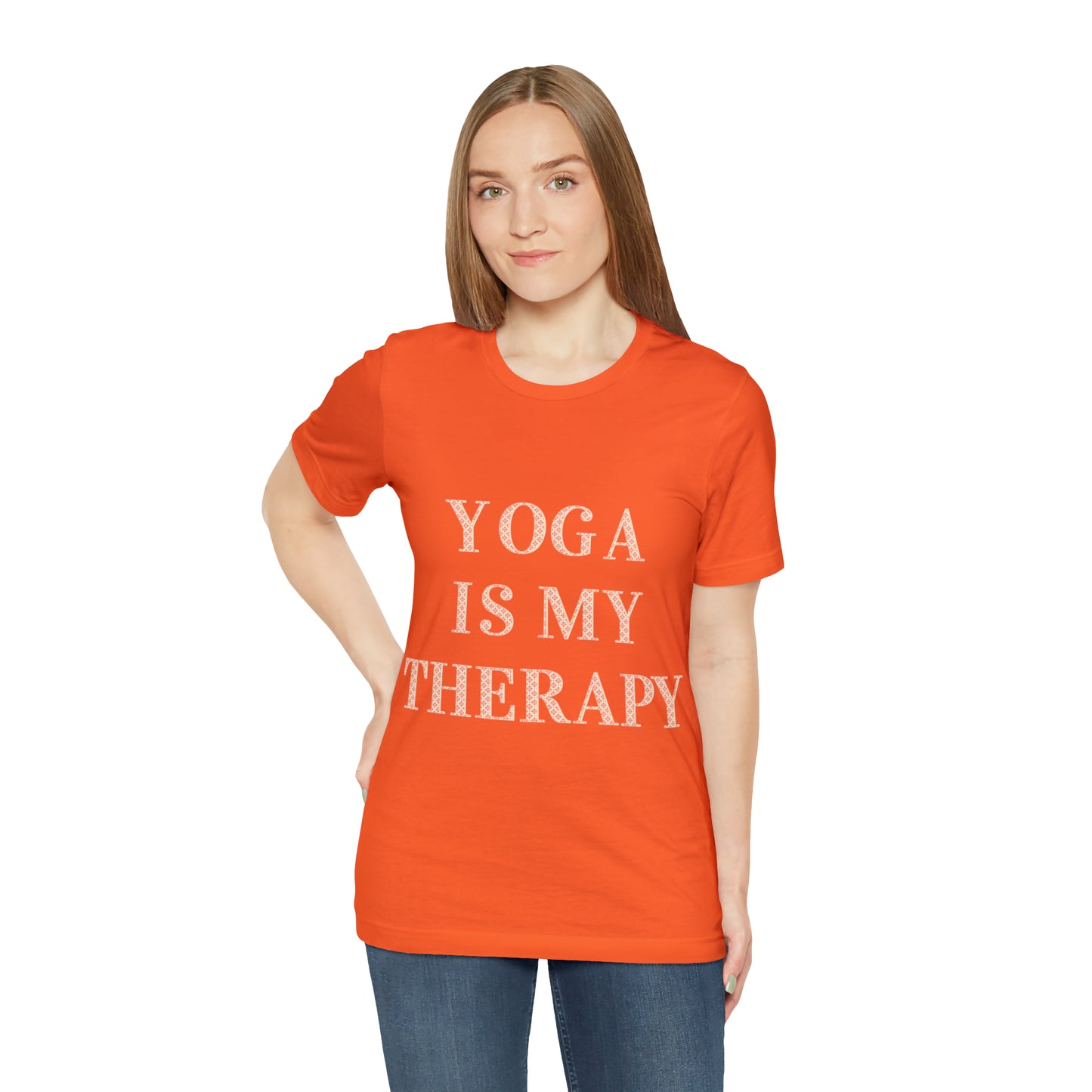 Yoga Is My Therapy- Adult, Regular Fit, Soft Cotton, Full Size Image, T-shirt