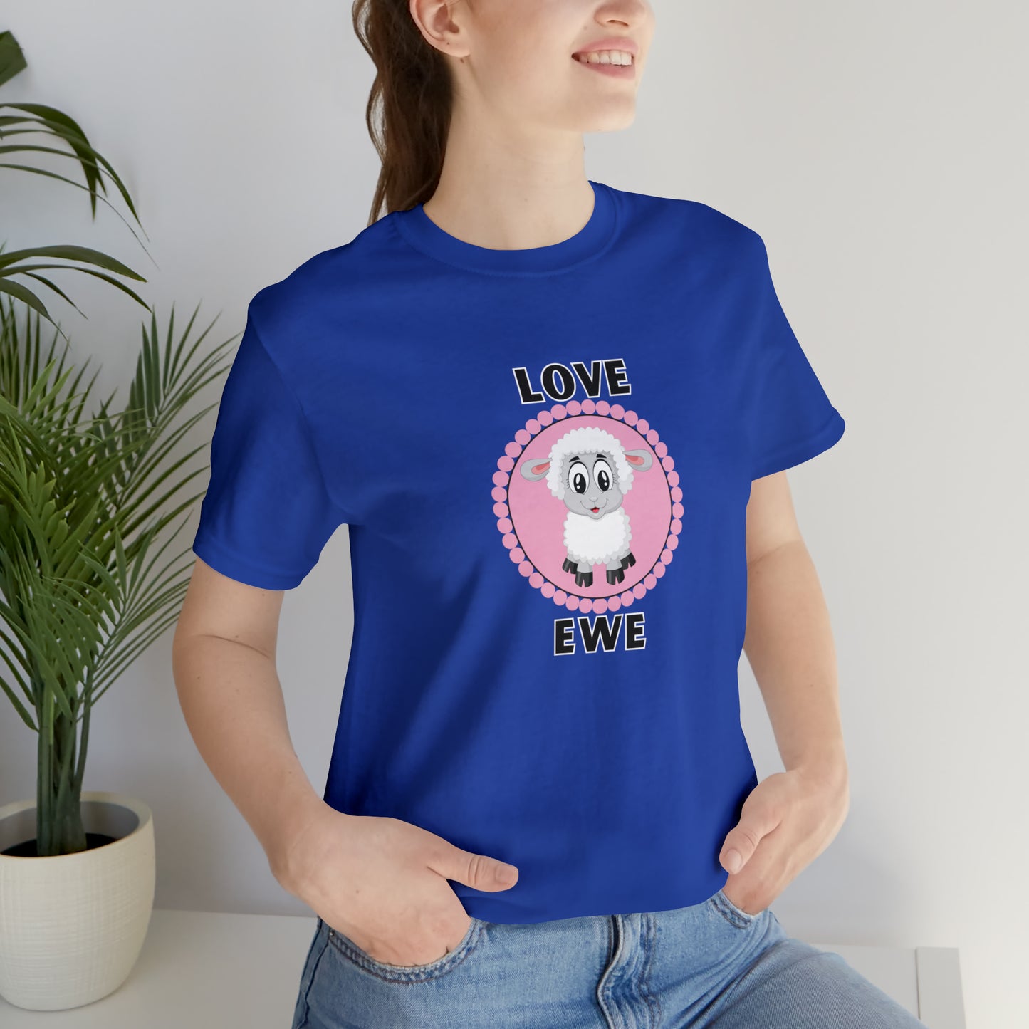 Sheep, Love Ewe, Animals- Adult, Regular Fit, Soft Cotton T-shirt