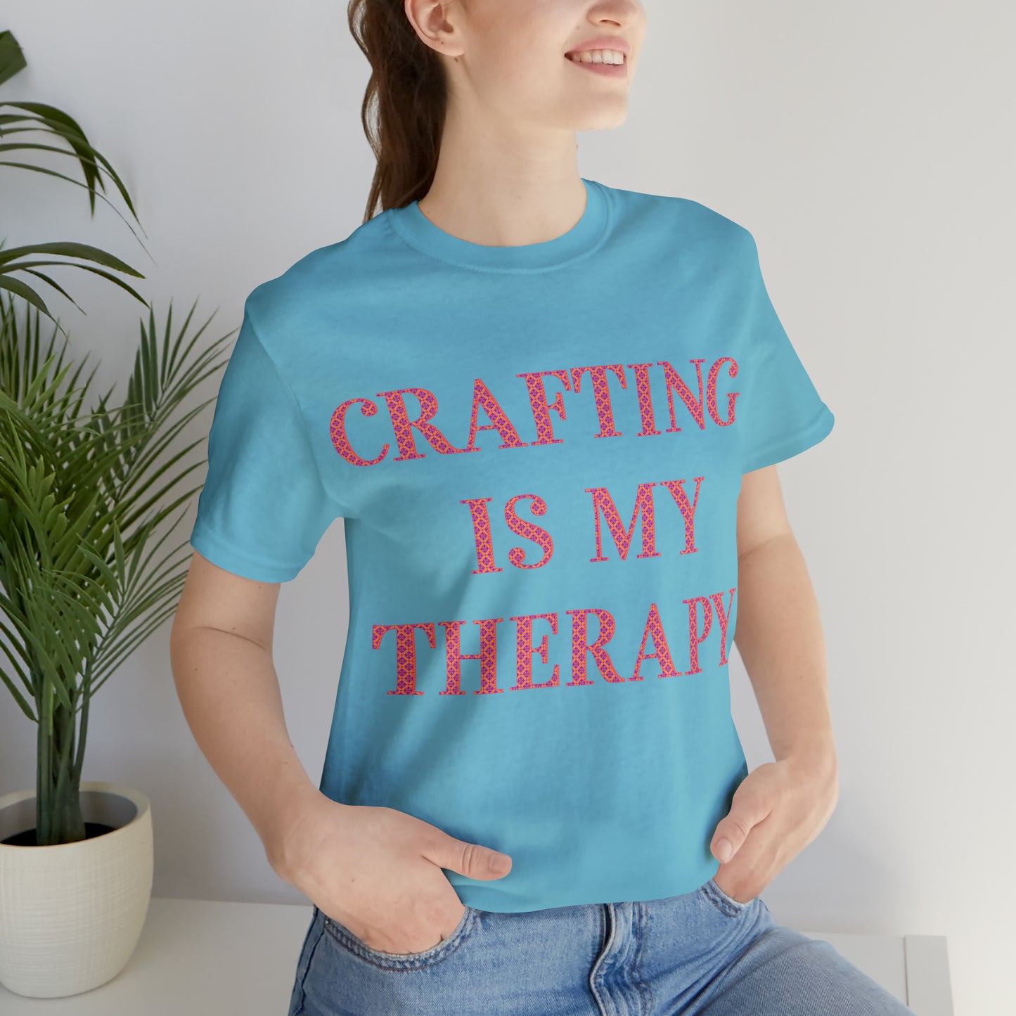 Crafting Is My Therapy- Adult, Regular Fit, Soft Cotton, Full Size Image, T-shirt