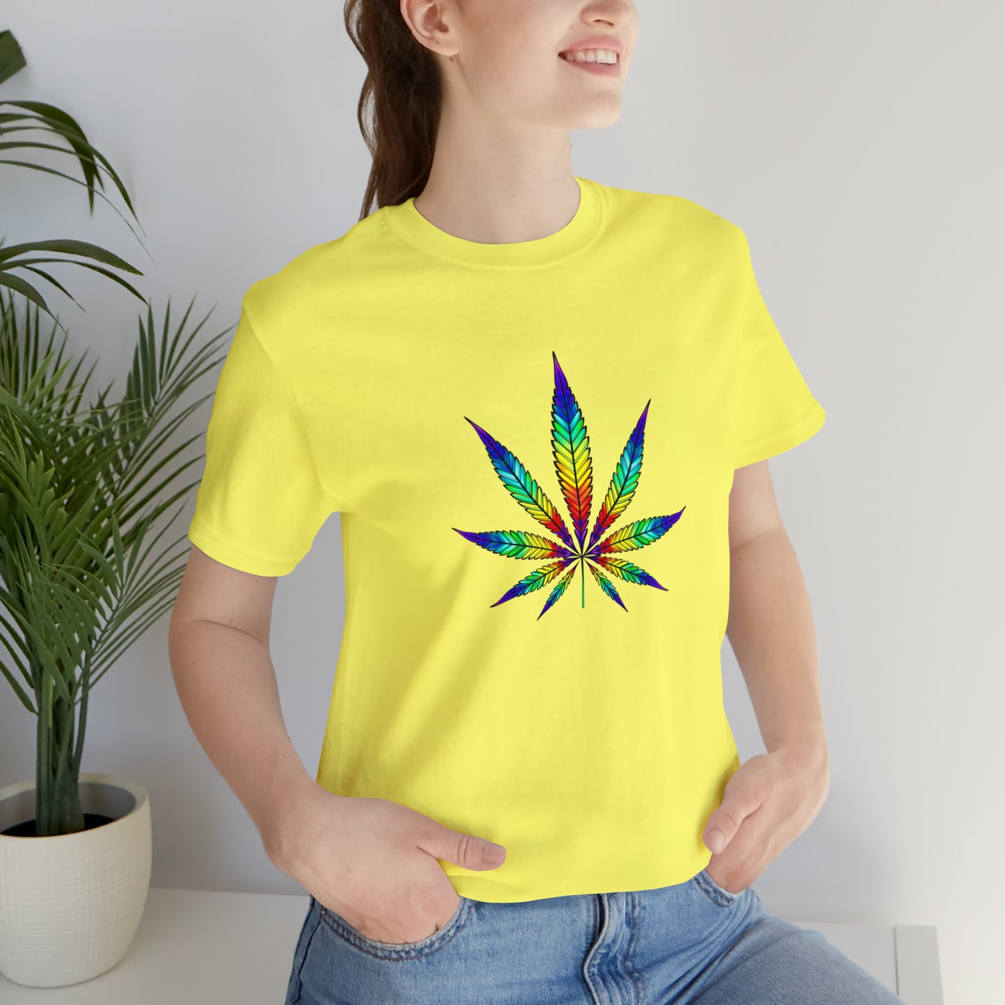 Art, Plant, Colorful Leaf, Nature- Adult- Adult, Regular Fit, Soft Cotton, Smaller Size Image, T-shirt