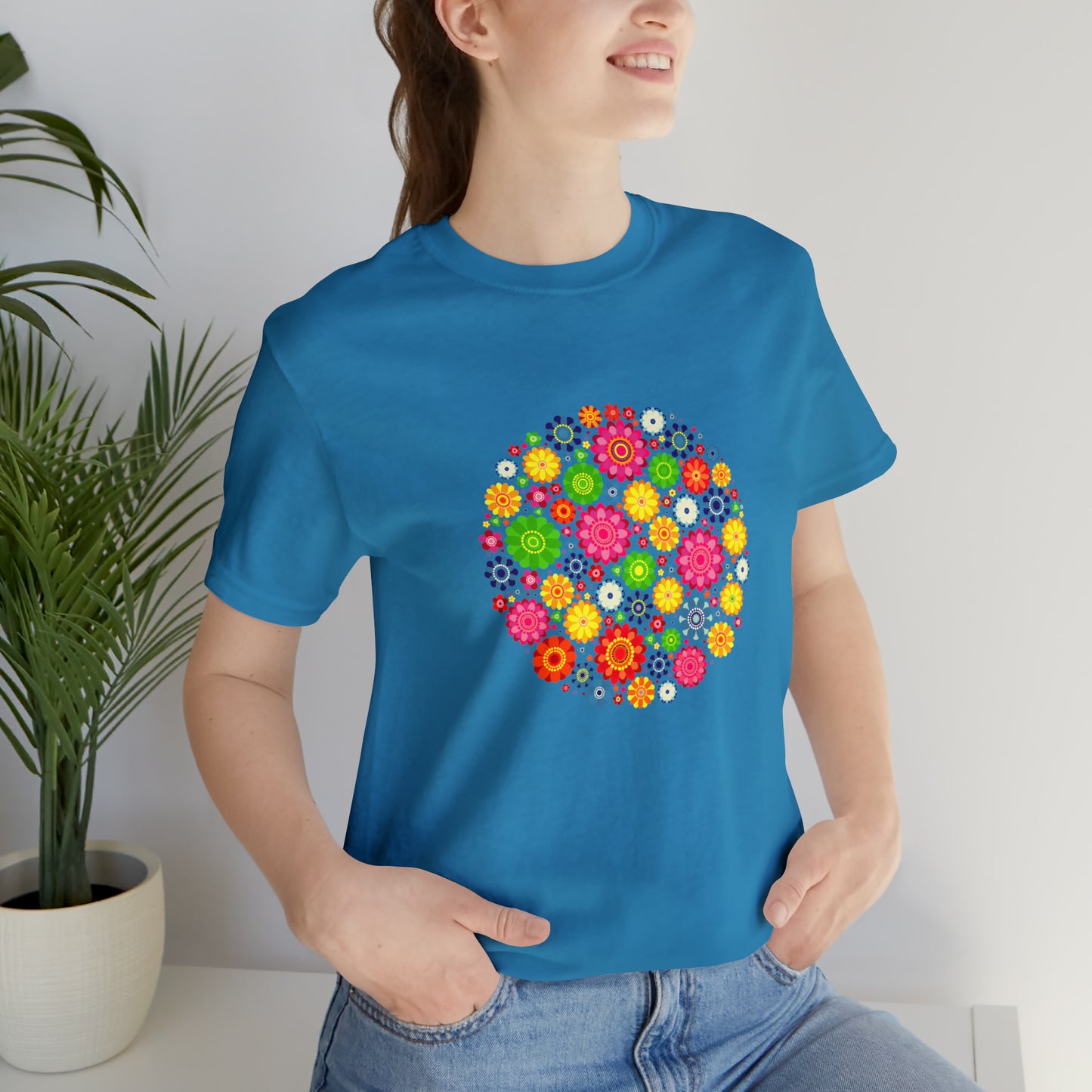 Colorful, Nature, Flowers- Adult, Regular Fit, Soft Cotton,  T-shirt