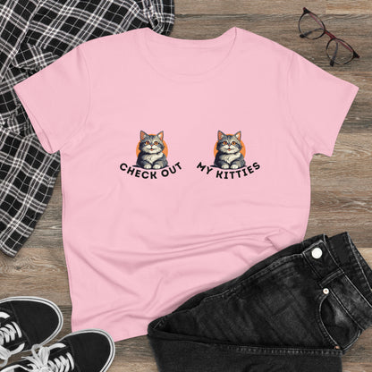 Kitty Cat T-Shirt / Check Out My Kitties Semi-Fitted Shirt / Unisex Jersey Short Sleeve Tee / Humorous Pet Clothes