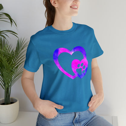 Art, Colorful, Love, Dog Paw- Adult, Regular Fit, Soft Cotton, T-shirt