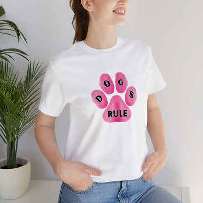 Art, Colorful, Dog Paw, Dogs Rule- Adult, Regular Fit, Soft Cotton, T-shirt