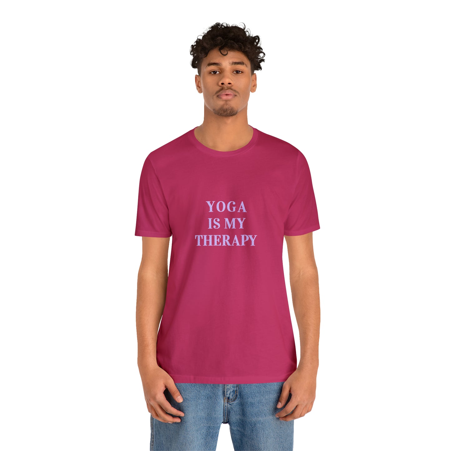 Yoga Is My Therapy- Adult, Regular Fit, Soft Cotton, Smaller Size Image, T-shirt