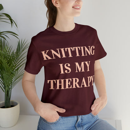 Knitting Is My Therapy- Adult, Regular Fit, Soft Cotton T-shirt