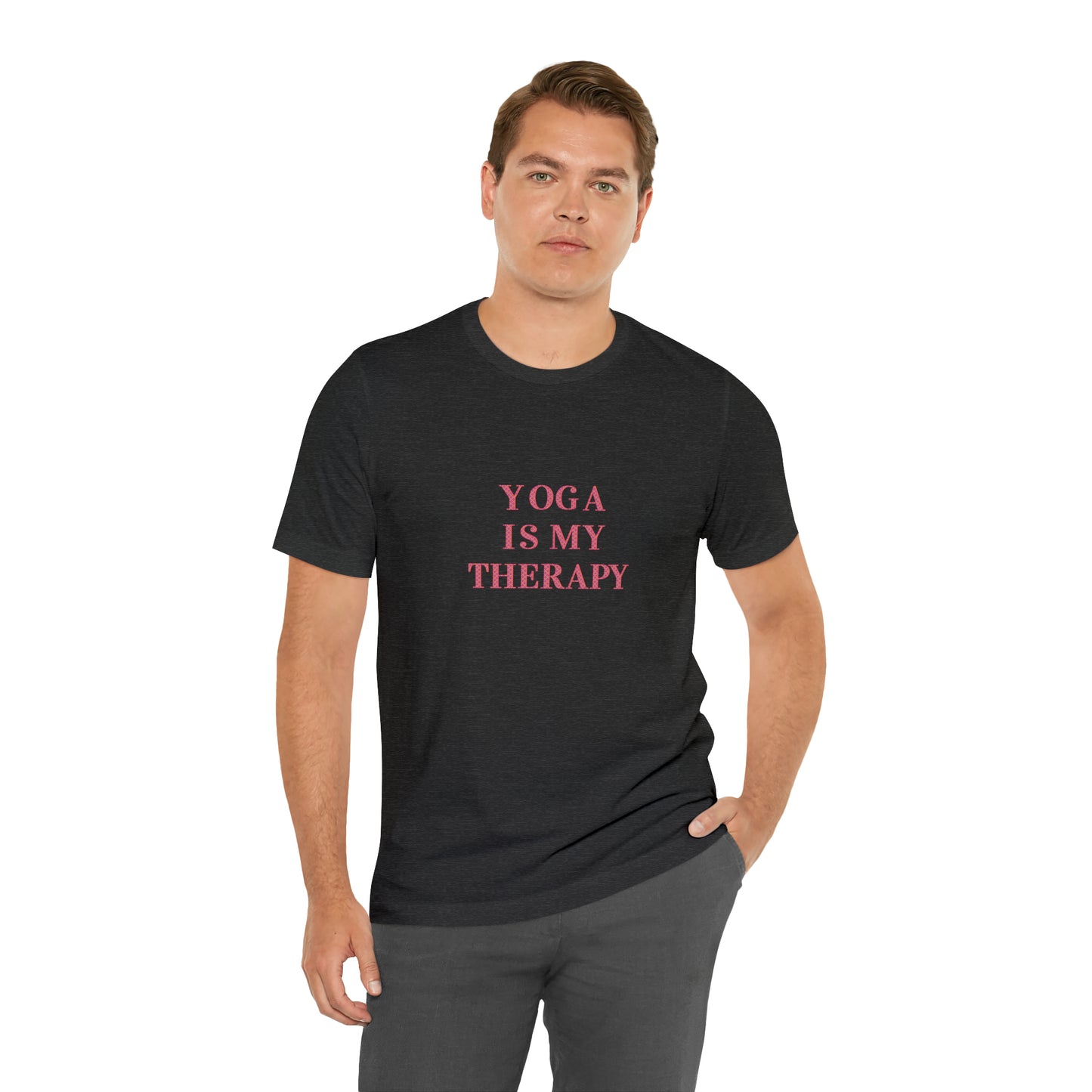 Yoga Is My Therapy- Adult, Regular Fit, Soft Cotton, Smaller Size Image, T-shirt