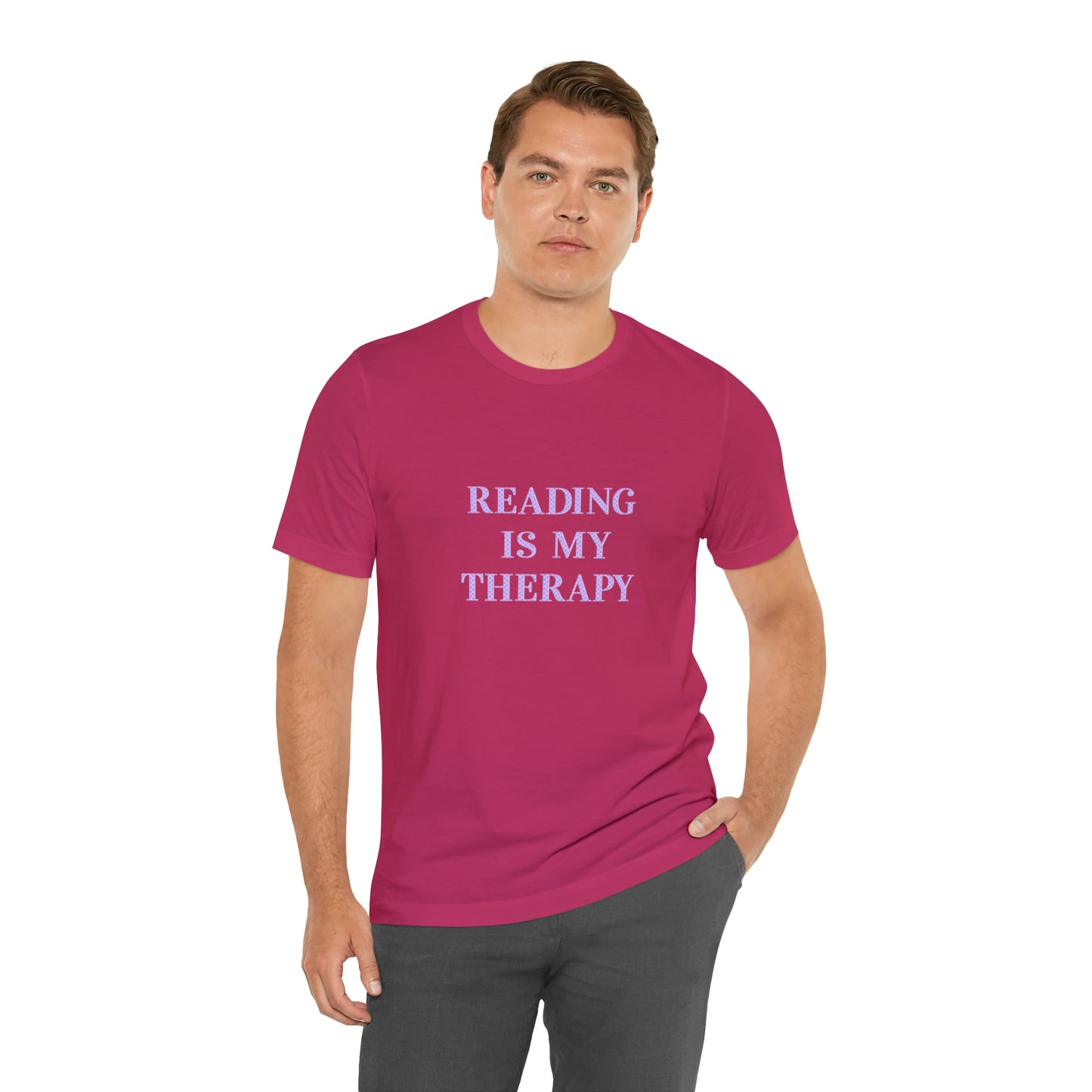 Hobby, Reading Is My Therapy, Books- Adult, Regular Fit, Soft Cotton, Smaller Size Image T-Shirt