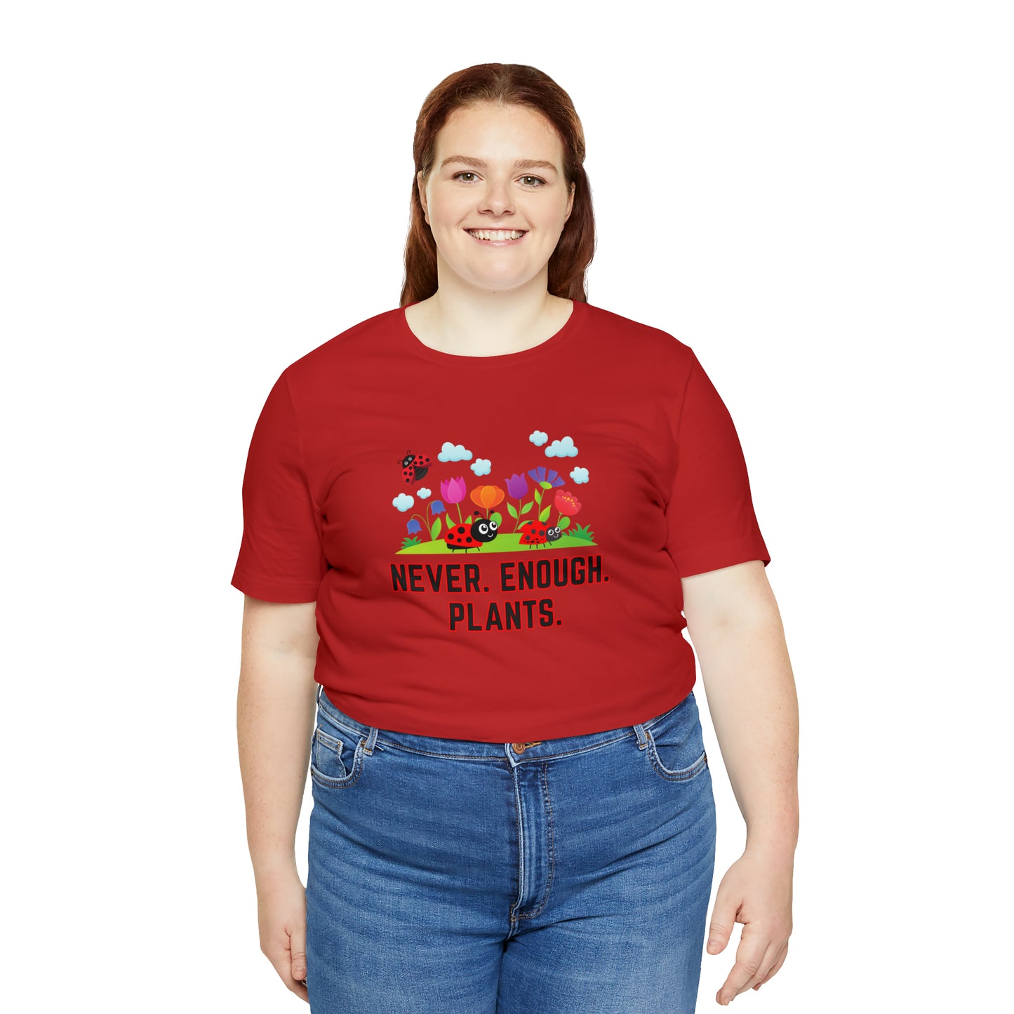 Nature, Plants, Never Enough Plants, Ladybug Bugs- Adult, Regular Fit, Soft Cotton, T-shirt