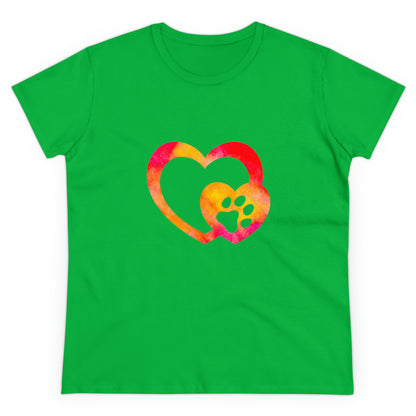 Art, Colorful, Love, Dog Paw- Adult, Semi-fitted, T-shirt