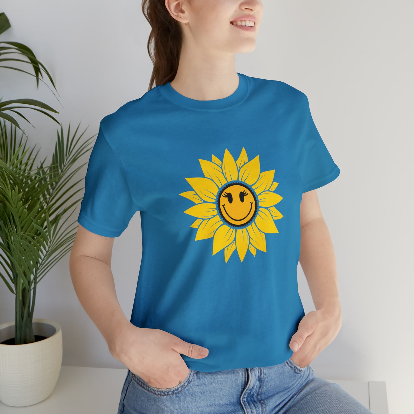 Positive, Sunflower, Nature, Gardens, Flowers, Garden- Adult, Regular Fit, Soft Cotton, T-shirt