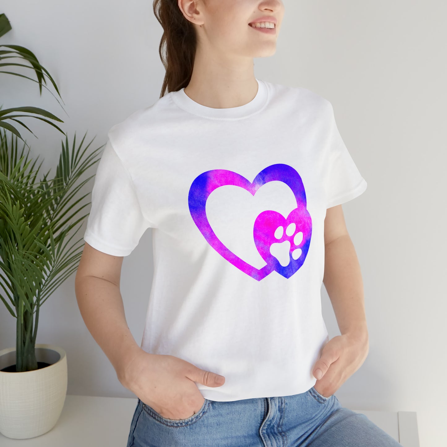 Art, Colorful, Love, Dog Paw- Adult, Regular Fit, Soft Cotton, T-shirt