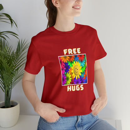 Positive, Art, Colorful, Nature, Flowers, Free Hugs- Adult, Regular Fit, Soft Cotton,  T-shirt