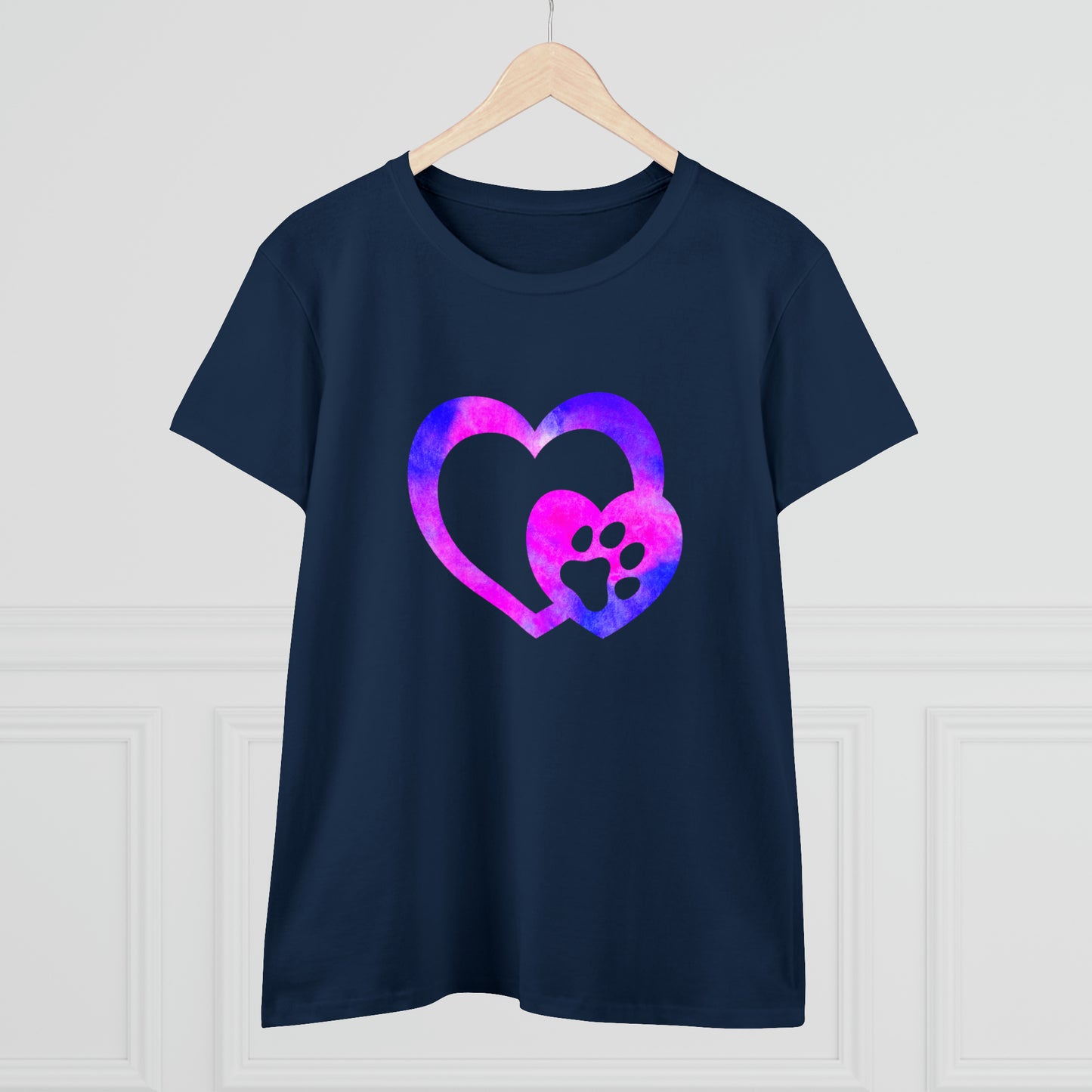 Art, Colorful, Love, Dog Paw- Adult, Semi-fitted, T-shirt