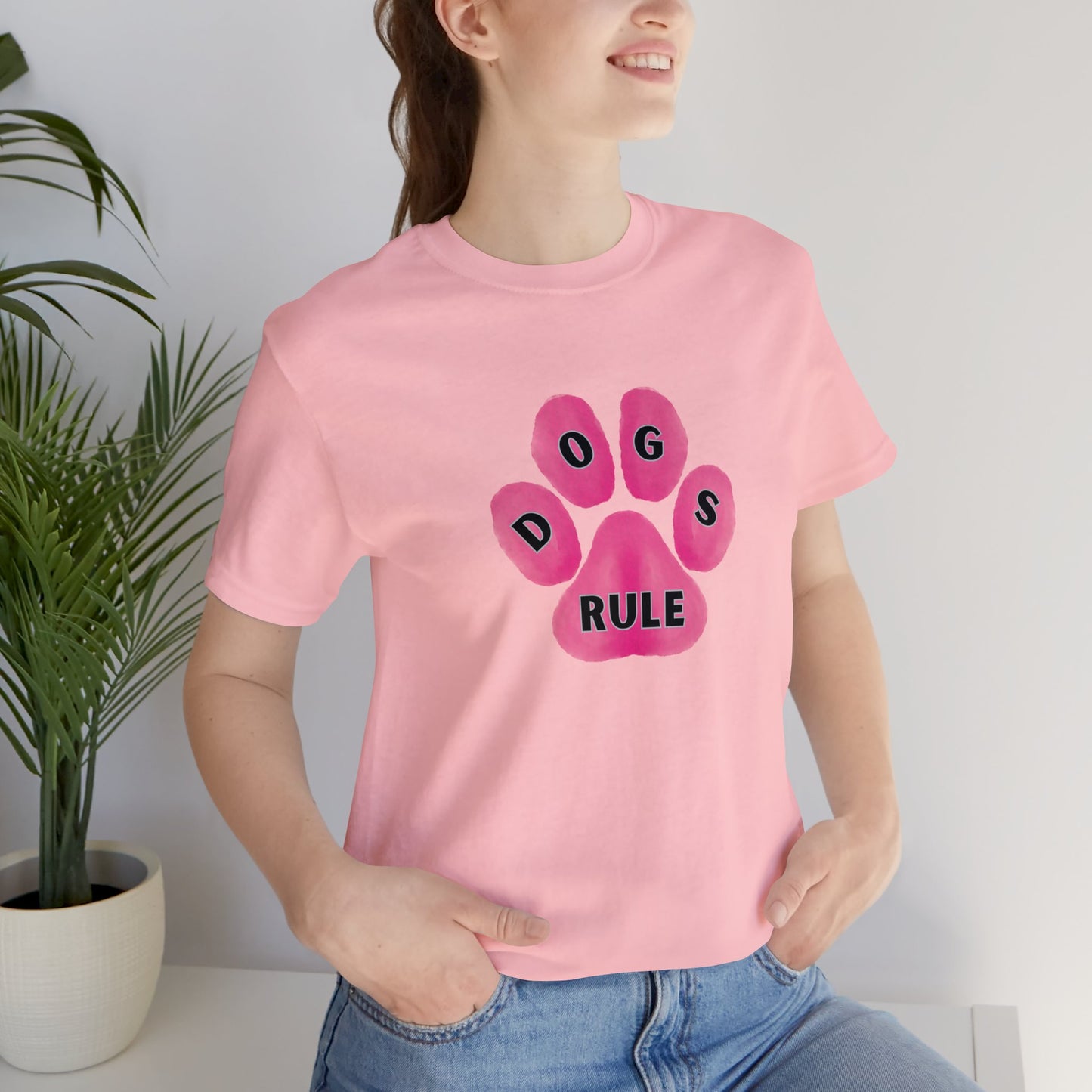 Art, Colorful, Dog Paw, Dogs Rule- Adult, Regular Fit, Soft Cotton, T-shirt