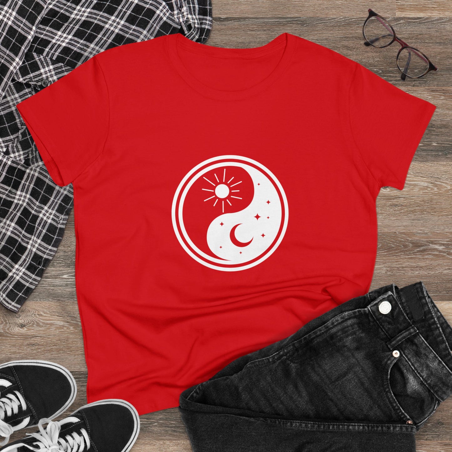 Symbol, Ying Yang, Sun and Moon - Adult, Semi-fitted, T-shirt
