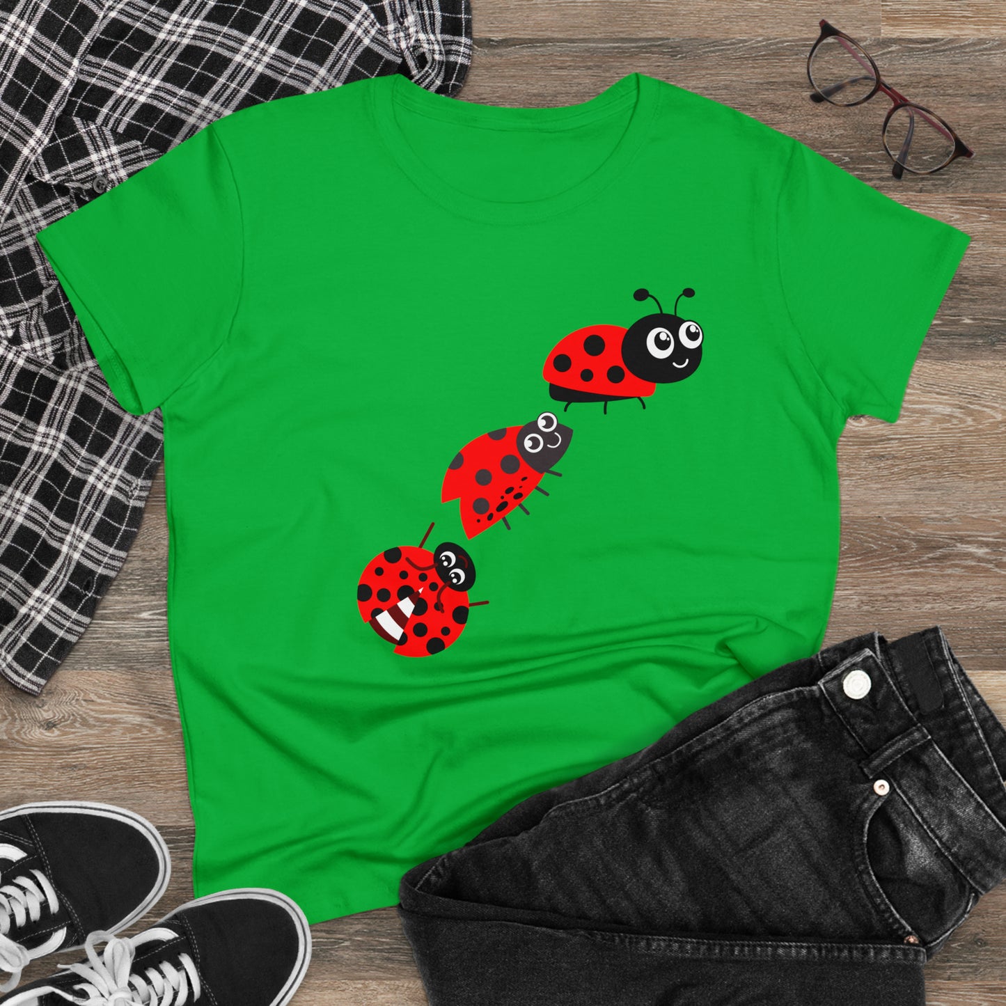 Ladybug Flower, Plants, Garden- Adult, Semi-fitted, T-shirt