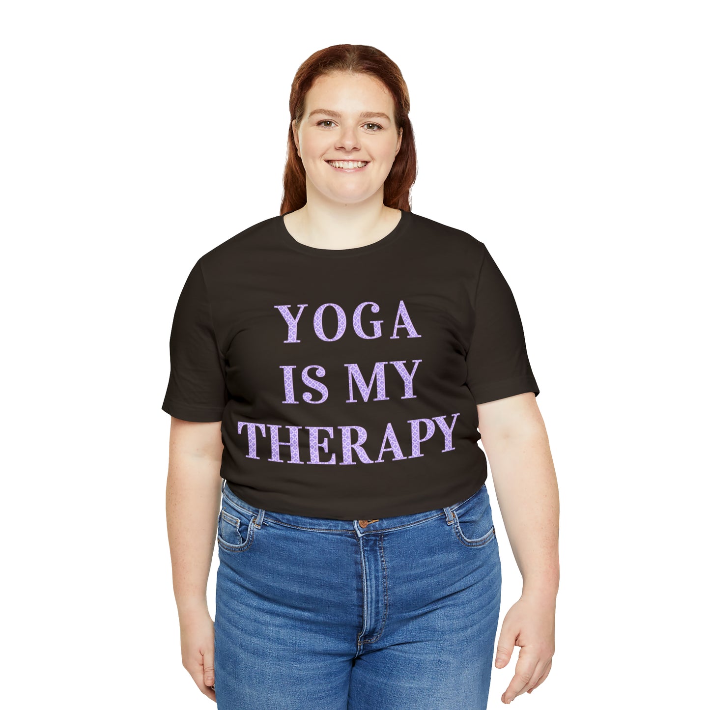 Yoga Is My Therapy- Adult, Regular Fit, Soft Cotton, Full Size Image, T-shirt