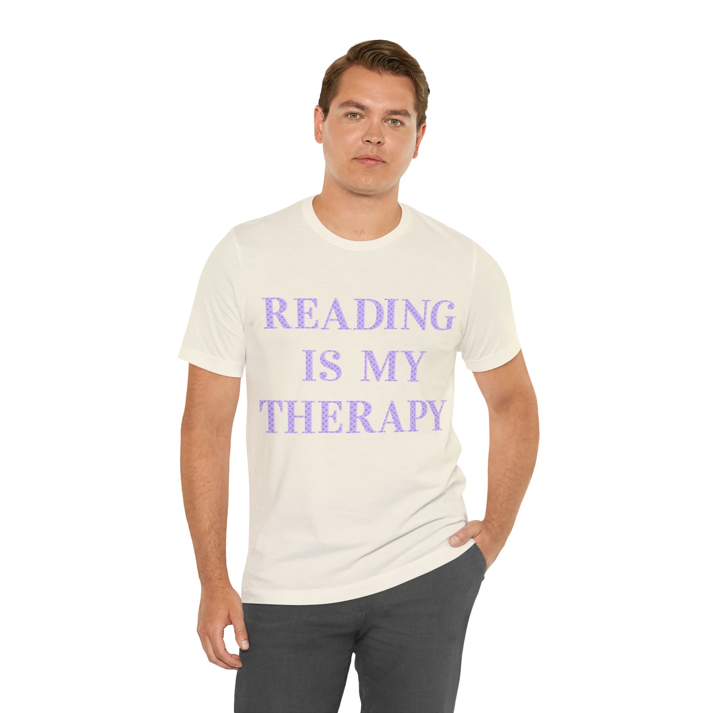 Reading Is My Therapy- Adult, Regular Fit, Soft Cotton, Full Size Image T-Shirt