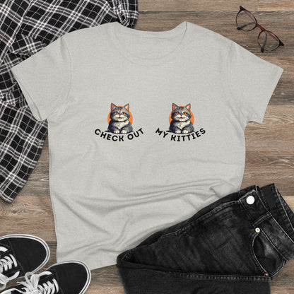 Kitty Cat T-Shirt / Check Out My Kitties Semi-Fitted Shirt / Unisex Jersey Short Sleeve Tee / Humorous Pet Clothes
