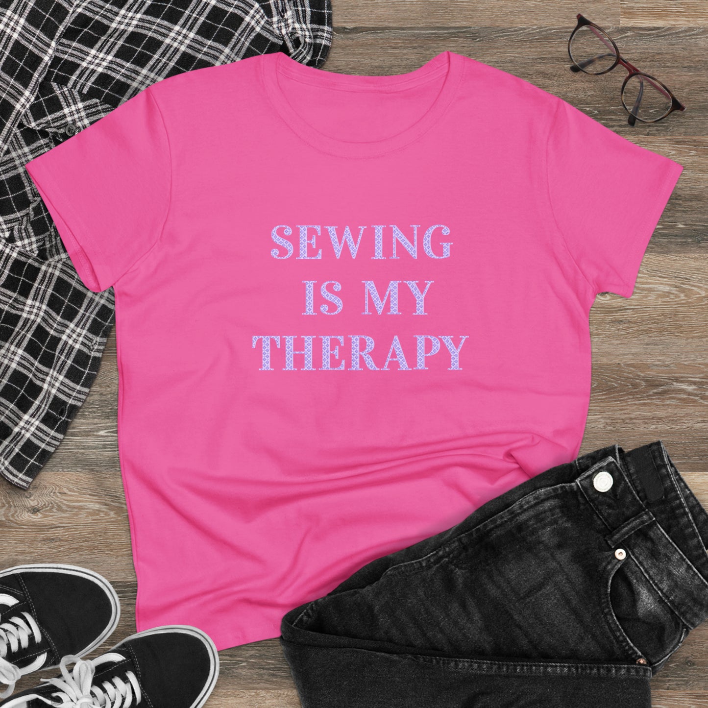 Sewing Is My Therapy- Adult, Semi-fitted T-shirt
