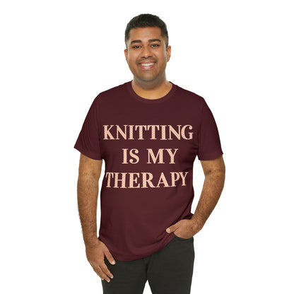 Knitting Is My Therapy- Adult, Regular Fit, Soft Cotton T-shirt