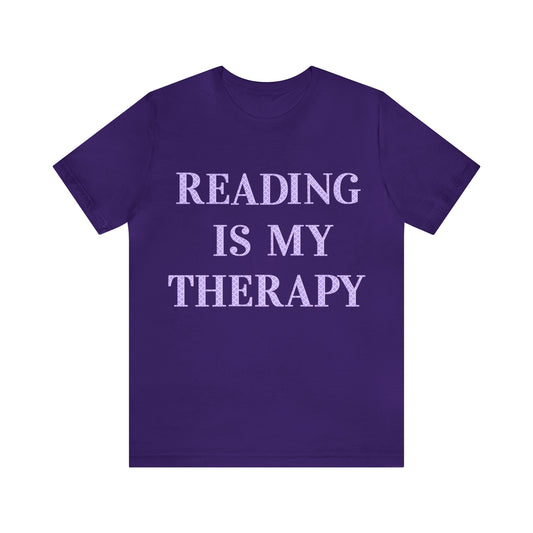 Reading Is My Therapy- Adult, Regular Fit, Soft Cotton, Full Size Image T-Shirt