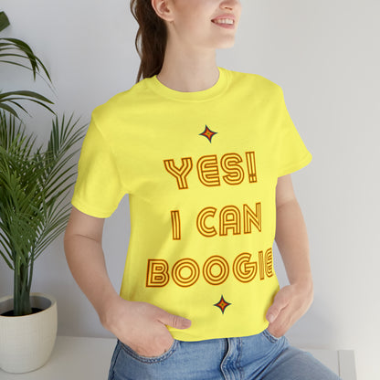 Dance, I Can Boogie, Retro Disco Dance, Words- Adult, Regular Fit, Soft Cotton, Full Size Image, T-shirt