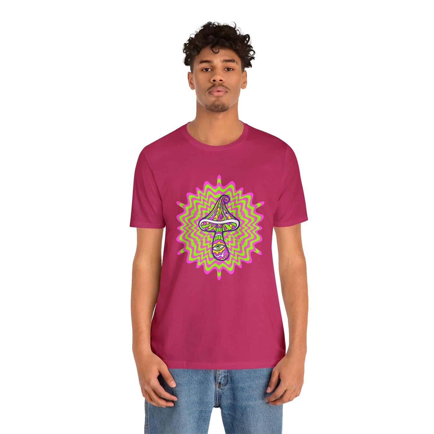 Colorful, Retro Mushrooms T-shirt- Adult, Regular Fit, Soft Cotton, T-shirt