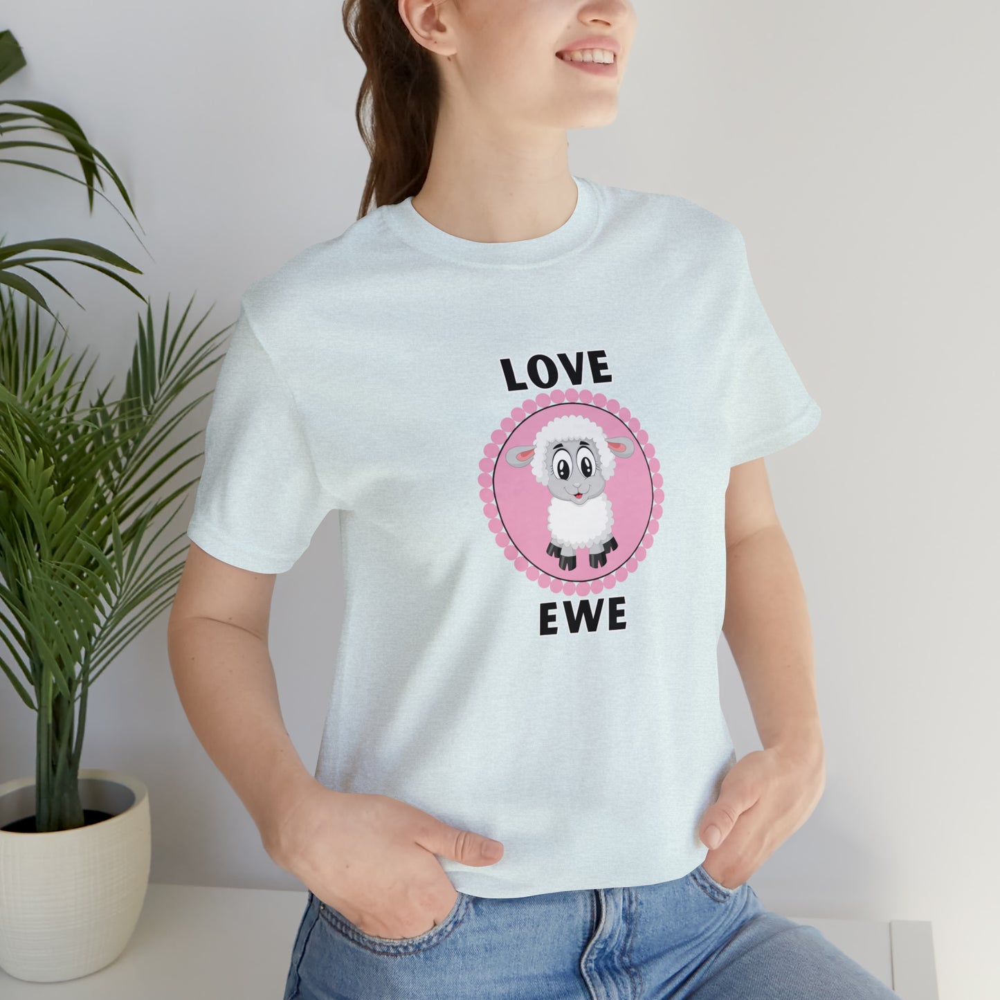 Sheep, Love Ewe, Animals- Adult, Regular Fit, Soft Cotton T-shirt
