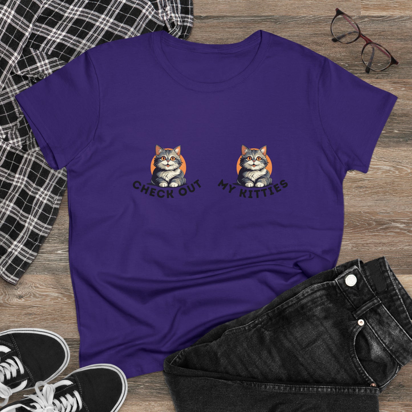 Kitty Cat T-Shirt / Check Out My Kitties Semi-Fitted Shirt / Unisex Jersey Short Sleeve Tee / Humorous Pet Clothes