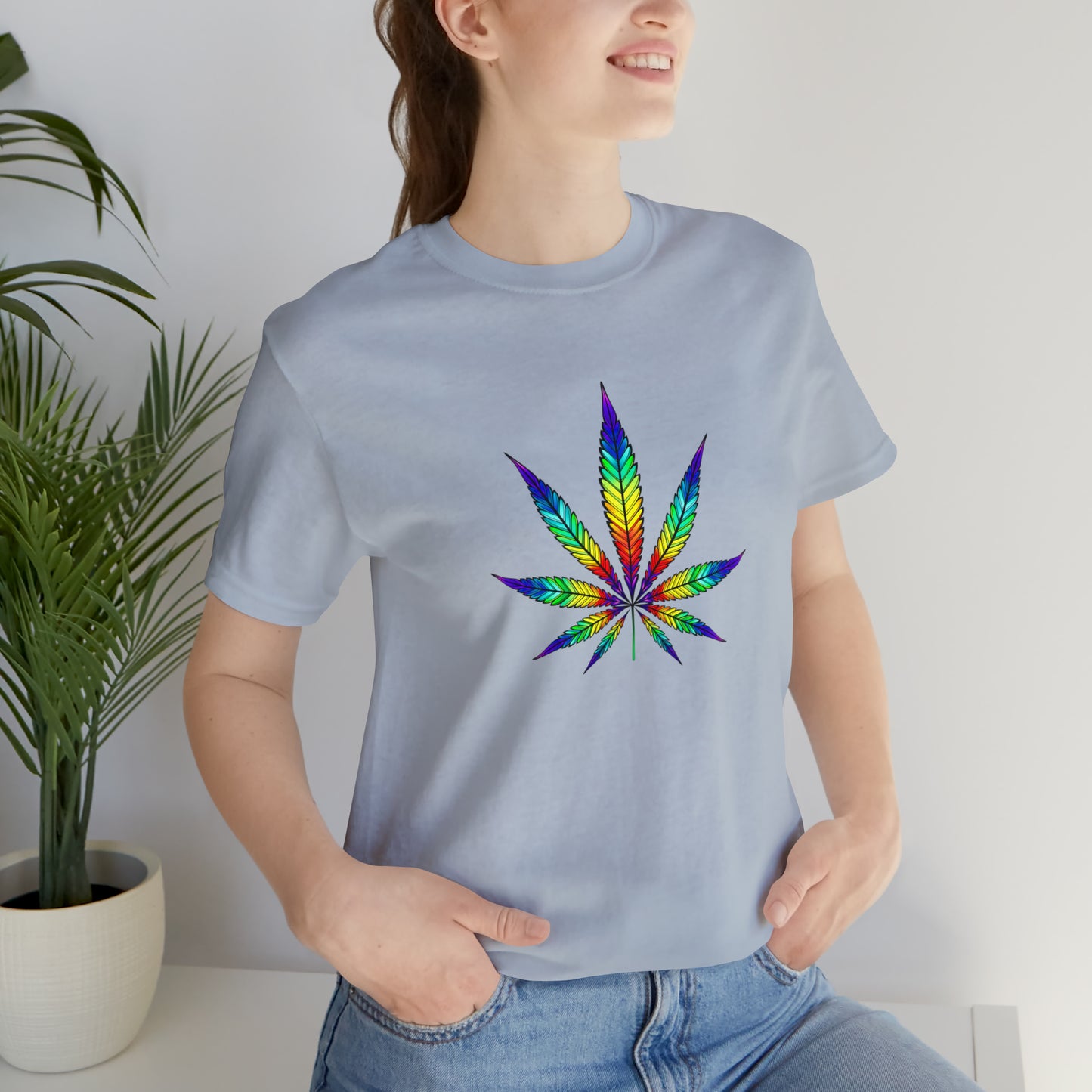 Art, Plant, Colorful Leaf, Nature- Adult- Adult, Regular Fit, Soft Cotton, Smaller Size Image, T-shirt