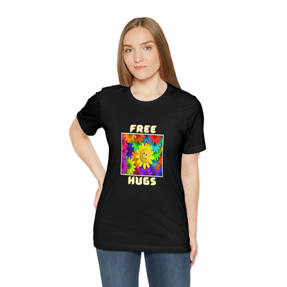 Positive, Art, Colorful, Nature, Flowers, Free Hugs- Adult, Regular Fit, Soft Cotton,  T-shirt