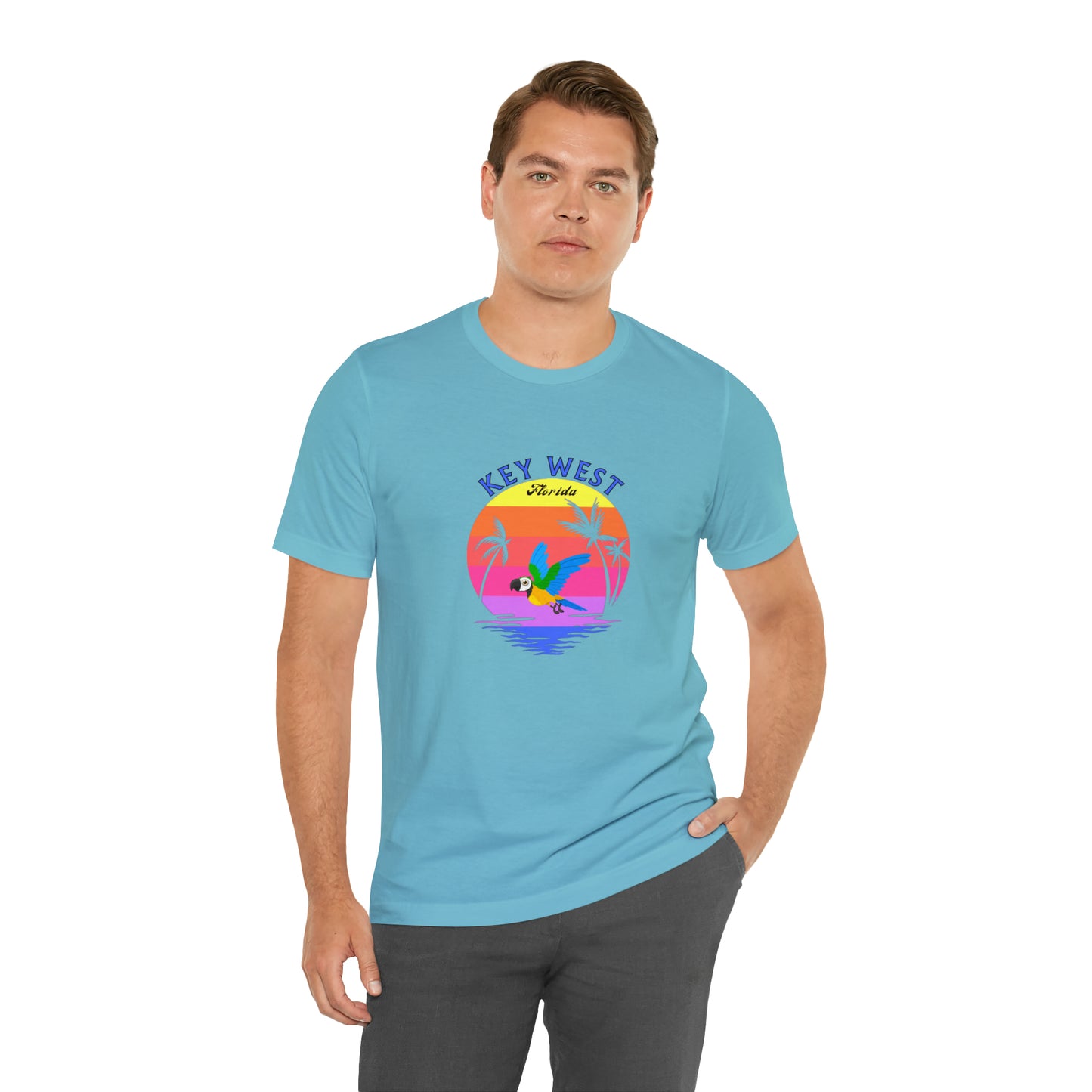Places, States, Beach, Key West, Florida, United States of America, Animals, Birds- Adult, Regular Fit, Soft Cotton, T-shirt