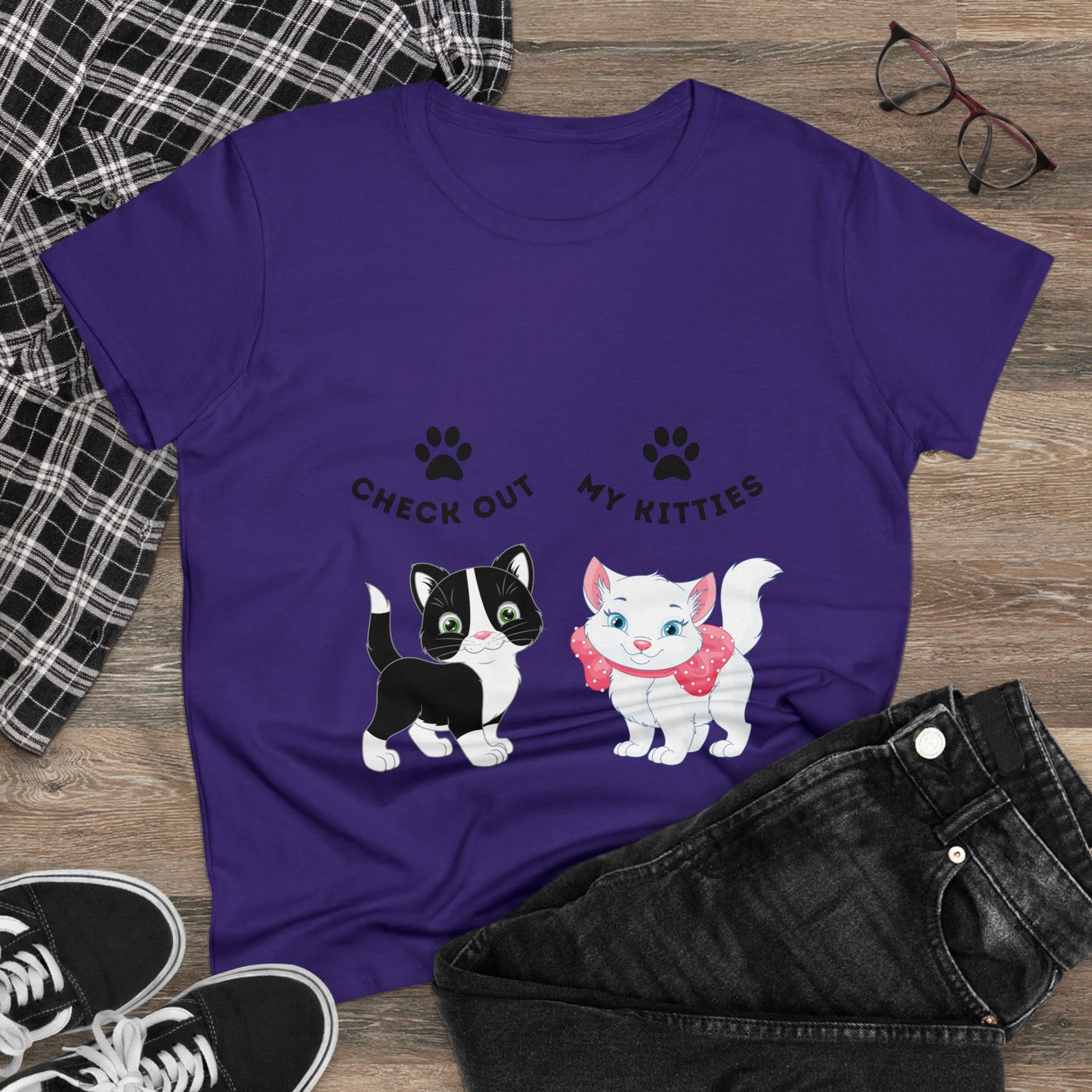 Kitty Cat T-Shirt / Check Out My Kitties Semi-Fitted Shirt / Unisex Jersey Short Sleeve Tee / Humorous Pet Clothes