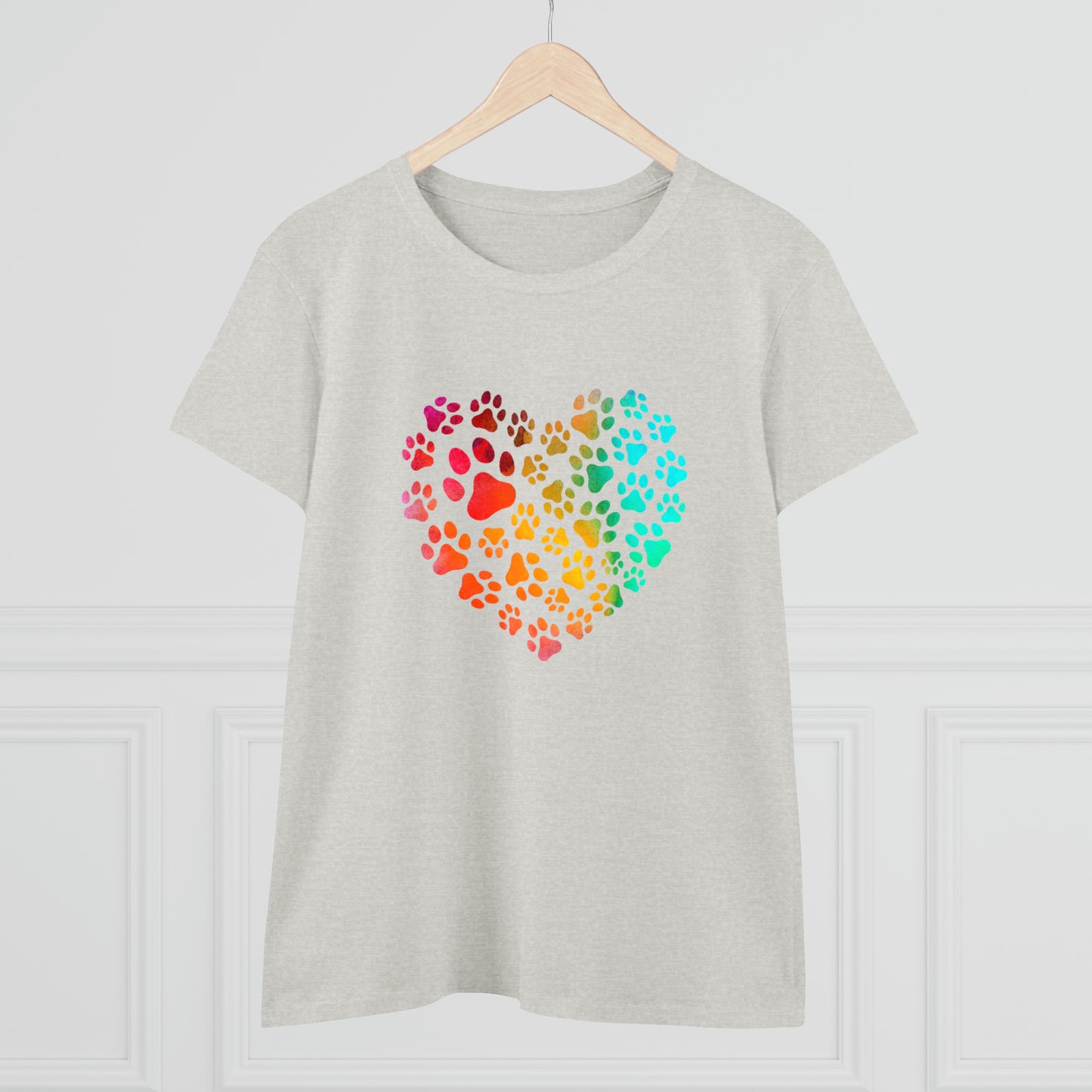 Art, Colorful, Love, Dog Paw- Adult, Semi-fitted, T-shirt