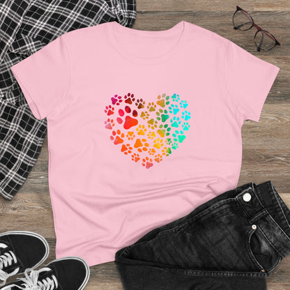 Art, Colorful, Love, Dog Paw- Adult, Semi-fitted, T-shirt