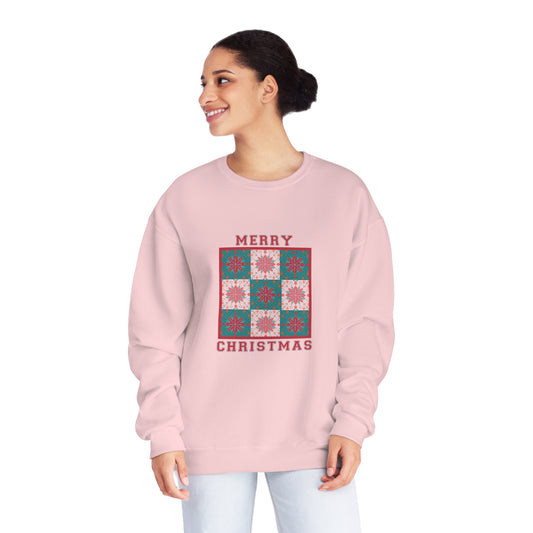Merry Christmas Quilt Sweatshirt- Unisex NuBlend® Crewneck Sweatshirt
